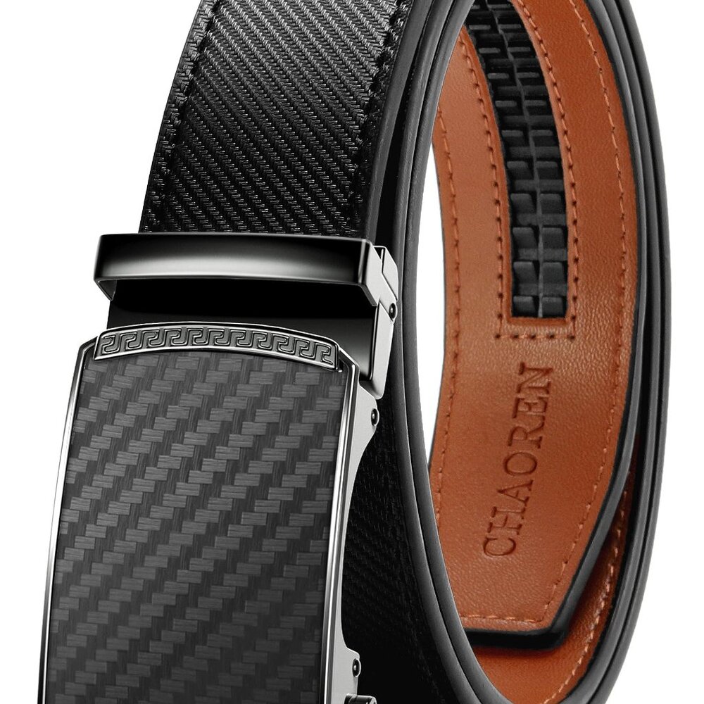 Men's Leather Ratchet Belt Customizable Fit Effortless Style Classic Dress